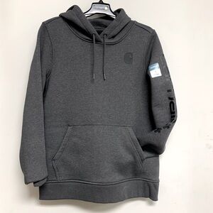 Carhartt Women’s relaxed fit midweight logo sleeve hooded pullover sweatshirt